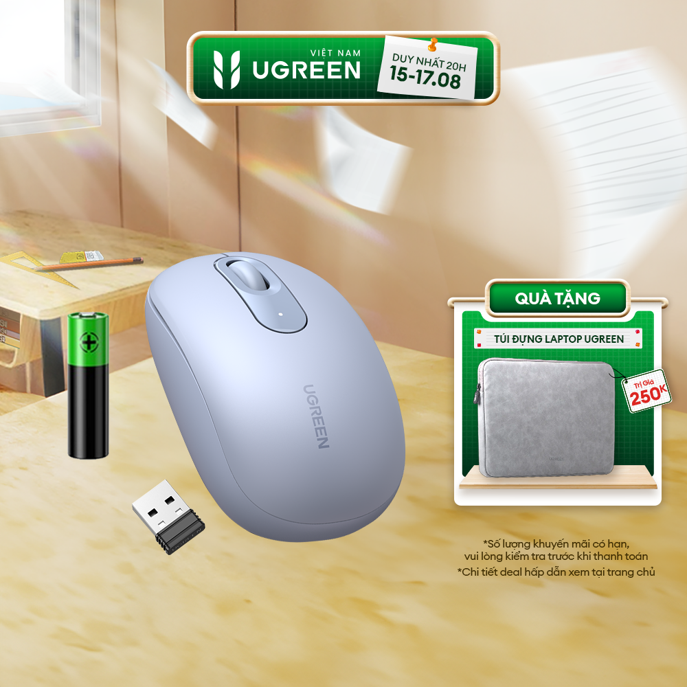 Chuột không dây 2.4g ugreen mu105 | 4 mức điều chỉnh dpi | độ yên tĩnh cao | bảo hành 18 tháng 1 đổi 1 | 90550 90669 90671 90672