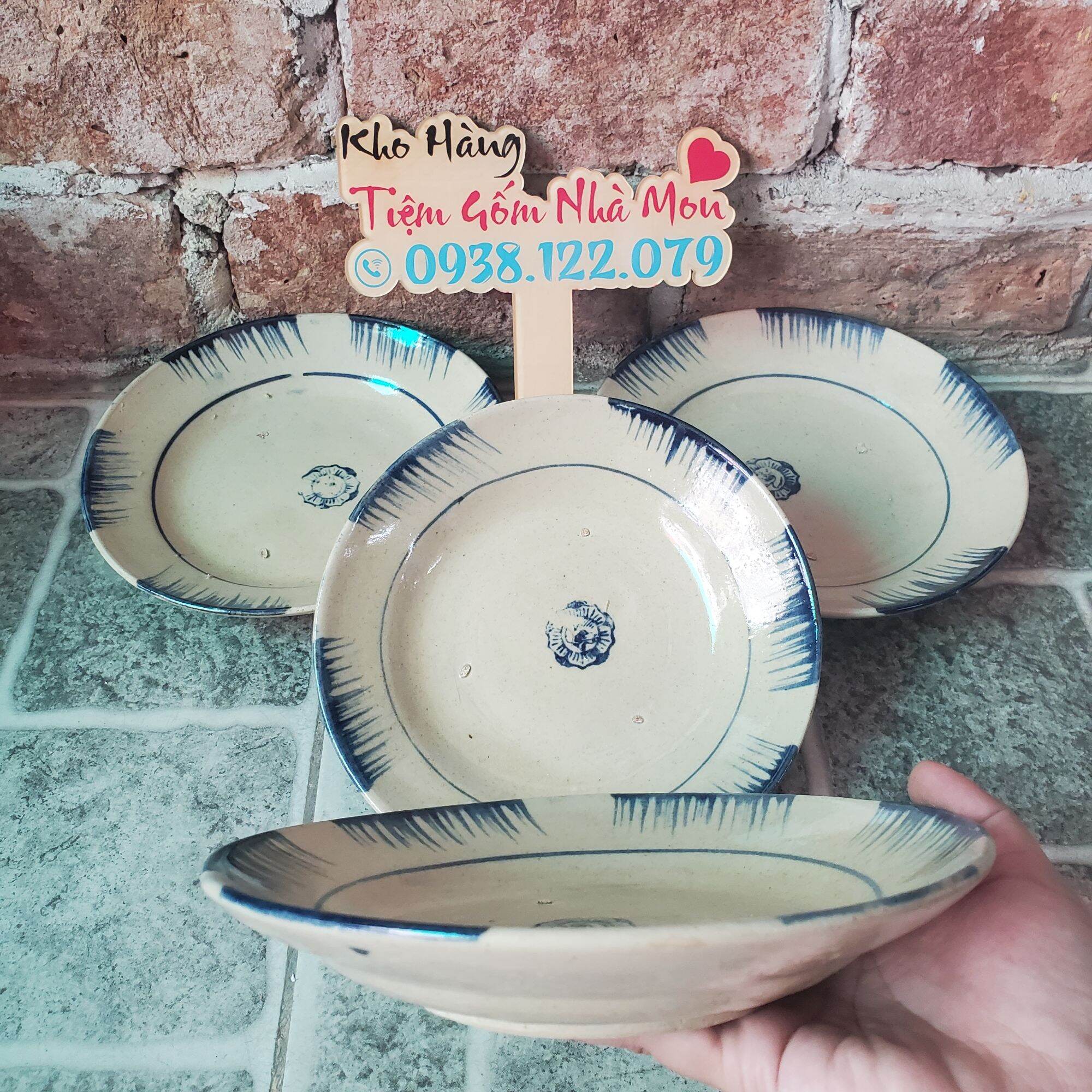 💢🌿COMBO 2c DĨA GỐM PHẾT XANH 19CM.😊🌿(HÀNG SẠN KHÔNG LÁNG)