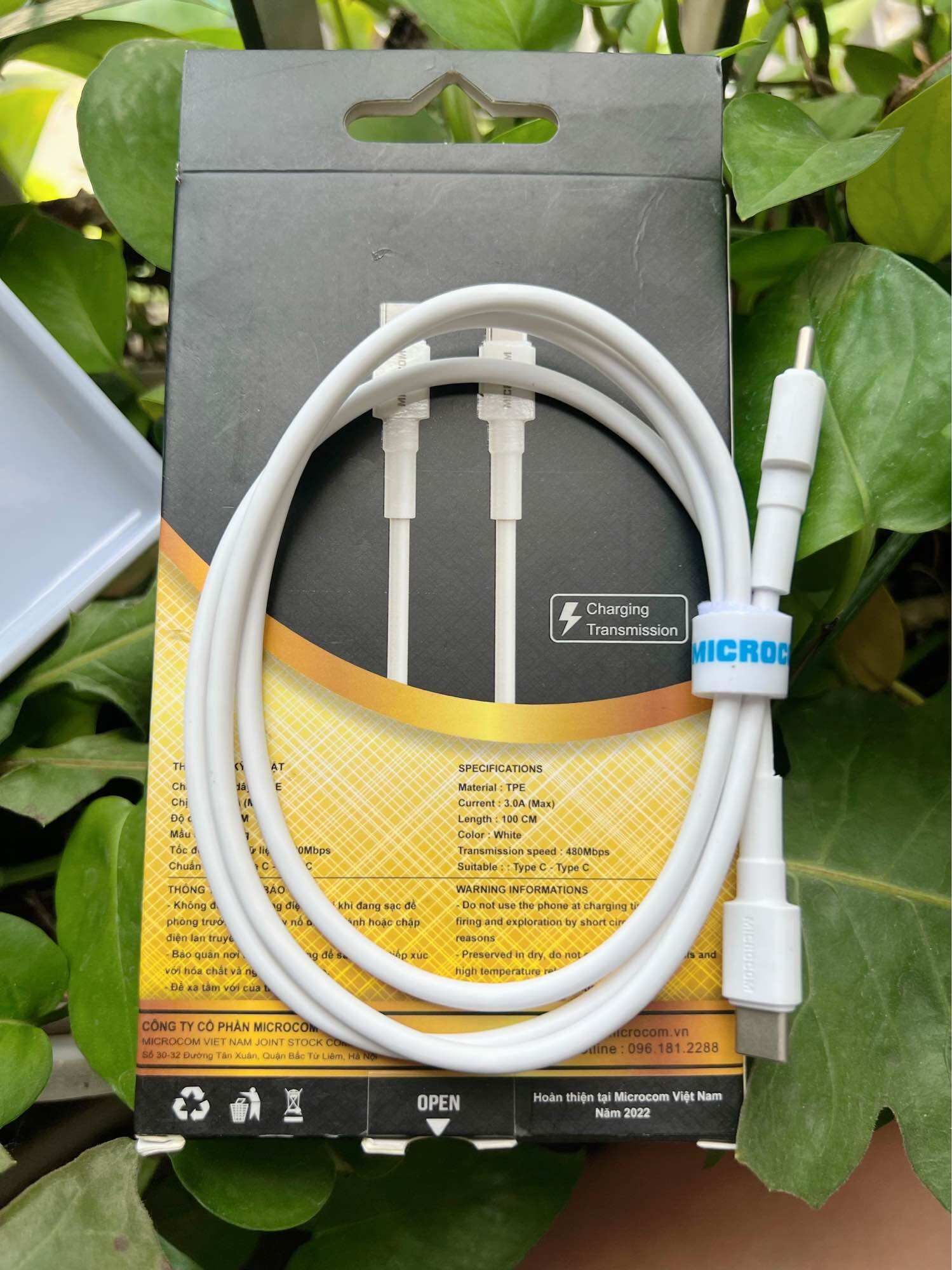 Dây Cáp Sạc Nhanh Type C sang TypeC hàng chính hãng microcom