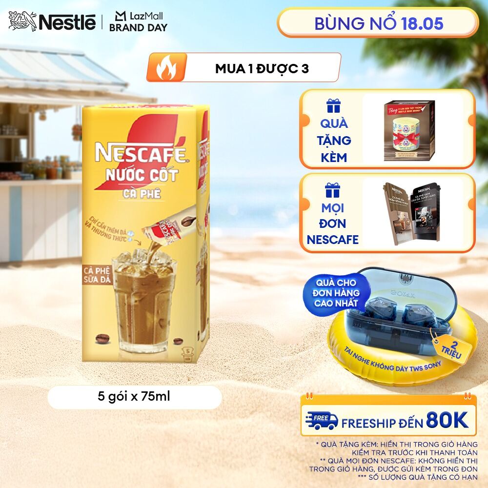 [ƯU ĐÃI THÁNG 5] NESCAFÉ Nước Cốt Cà Phê vị Café Sữa Đá (Hộp 5 Gói)-FUJJI