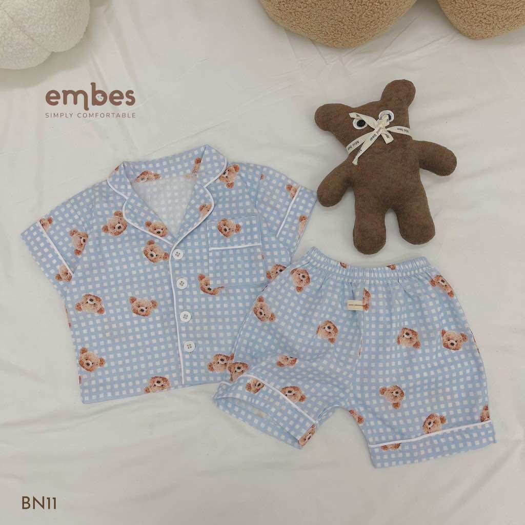 [8-10kg] HÃNG EMBES Bộ đồ mặc nhà bé trai bé gái