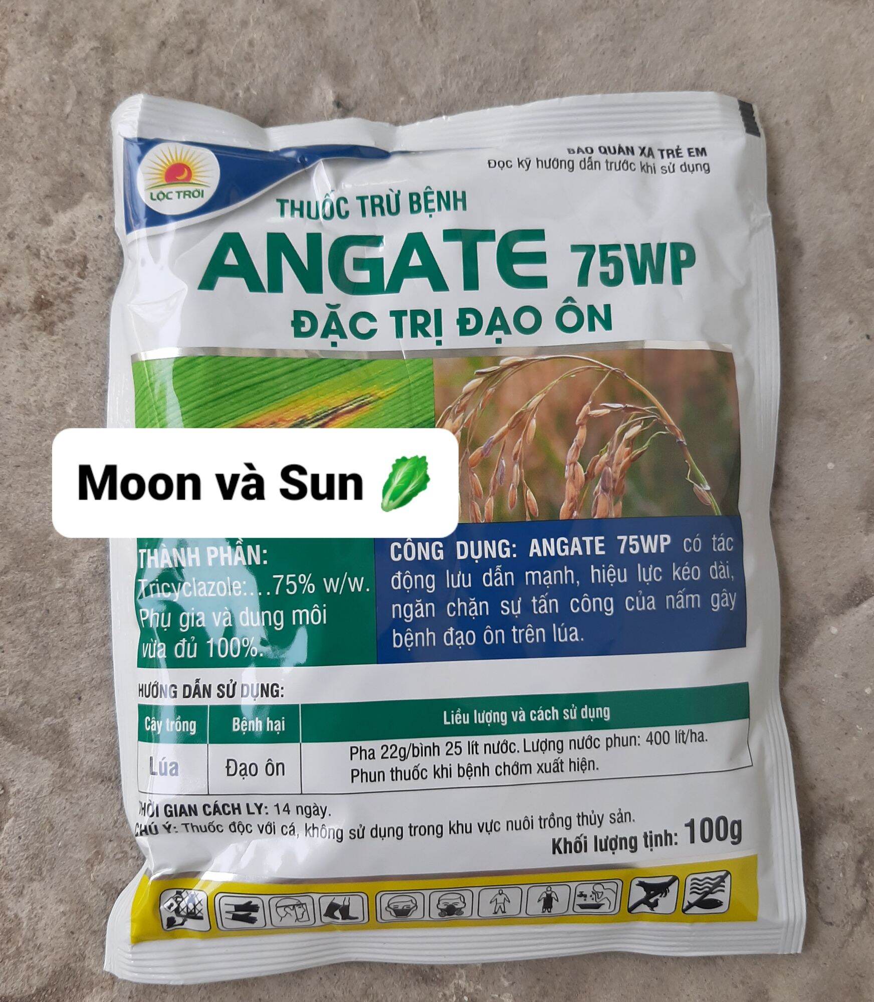Thuốc trừ bệnh angate 75wp đặc trị đạo ôn gói 100g - nn moon sun