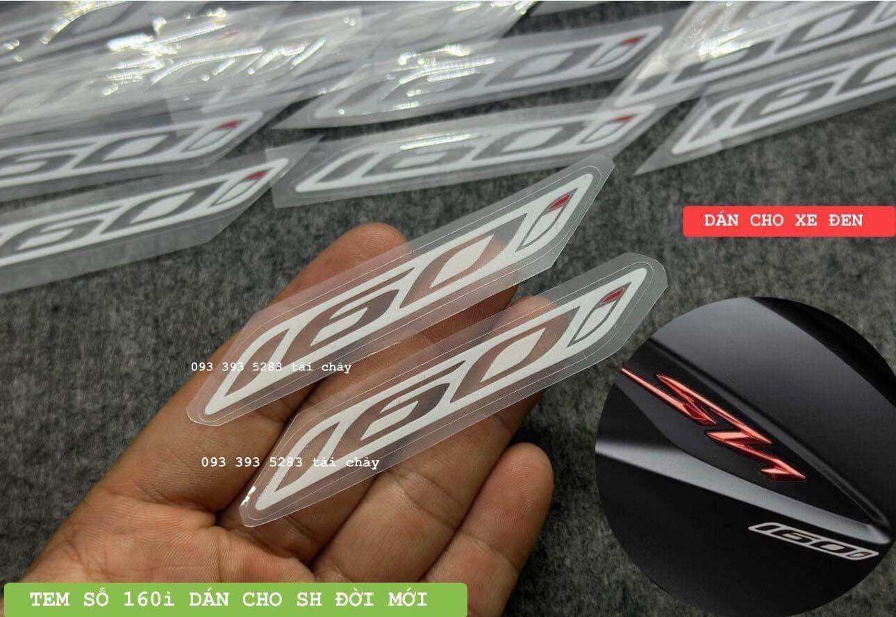 Tem số 160i màu trắng dán ốp sườn sh cao cấp