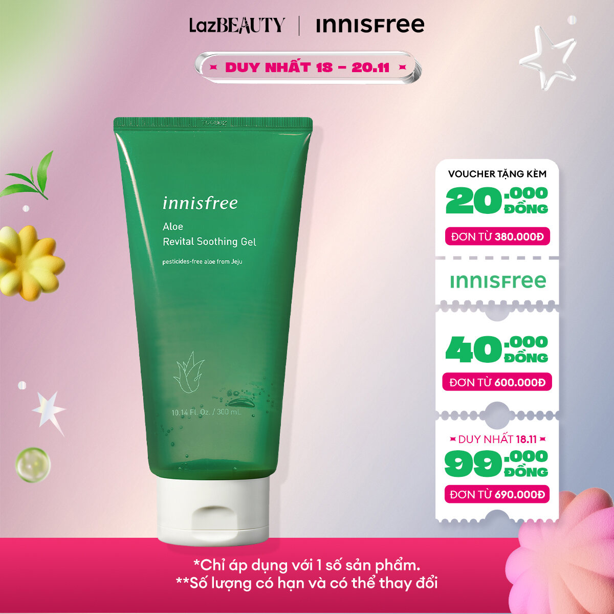 Gel dưỡng ẩm nha đam INNISFREE Aloe Revital Soothing Gel 300ml