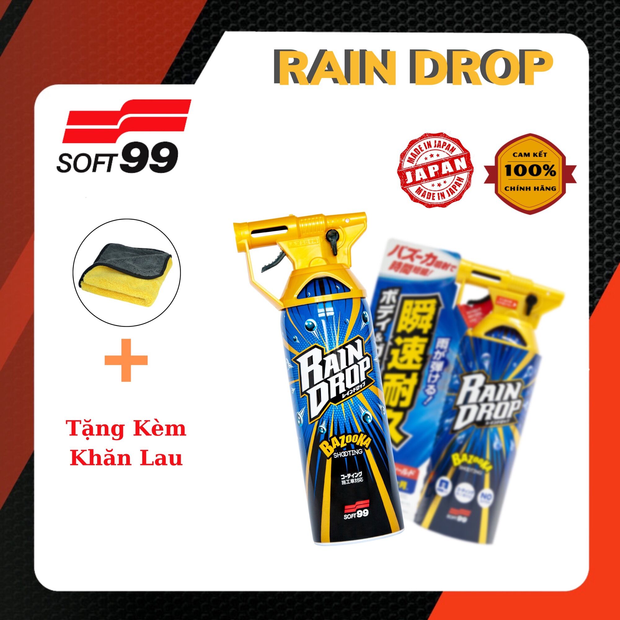 [HCM]CHAI XỊT PHỦ BÓNG PHỦ NANO CHỐNG BÁM NƯỚC ĐA NĂNG RAIN DROP W-526 SOFT99 | JAPAN