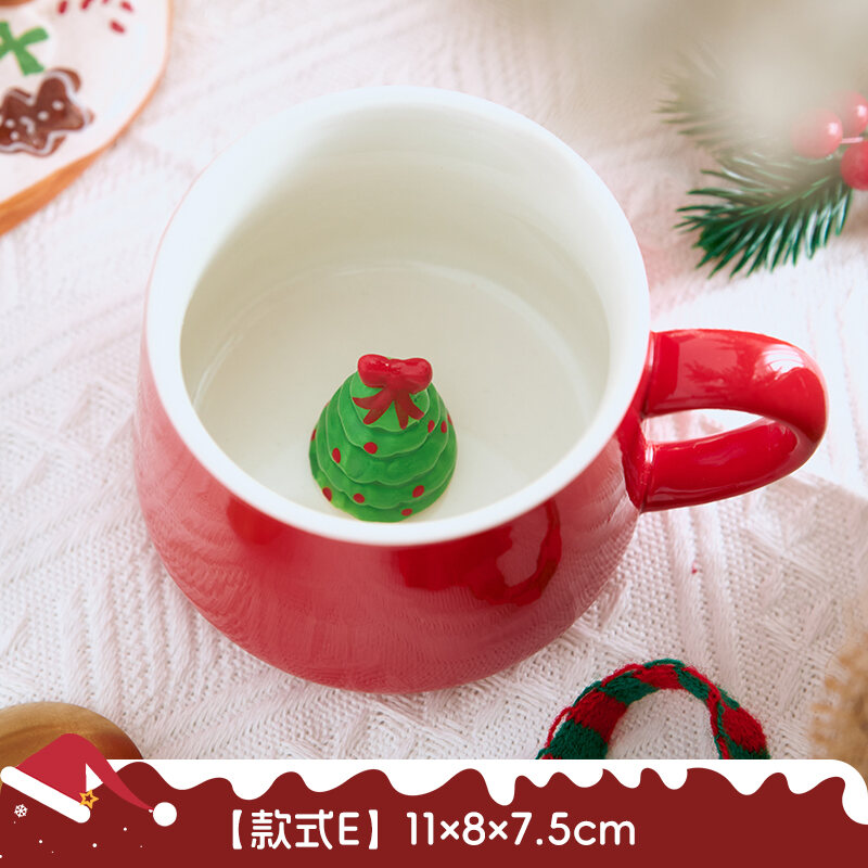 Cốc Gốm Đánh Dấu 3D Hoạt Hình Đáng Yêu Gấu Nhỏ Giáng Sinh Cốc Ăn Sáng Cốc Cà Phê Quà Tặng Nữ Đồ Trang Trí Giáng Sinh