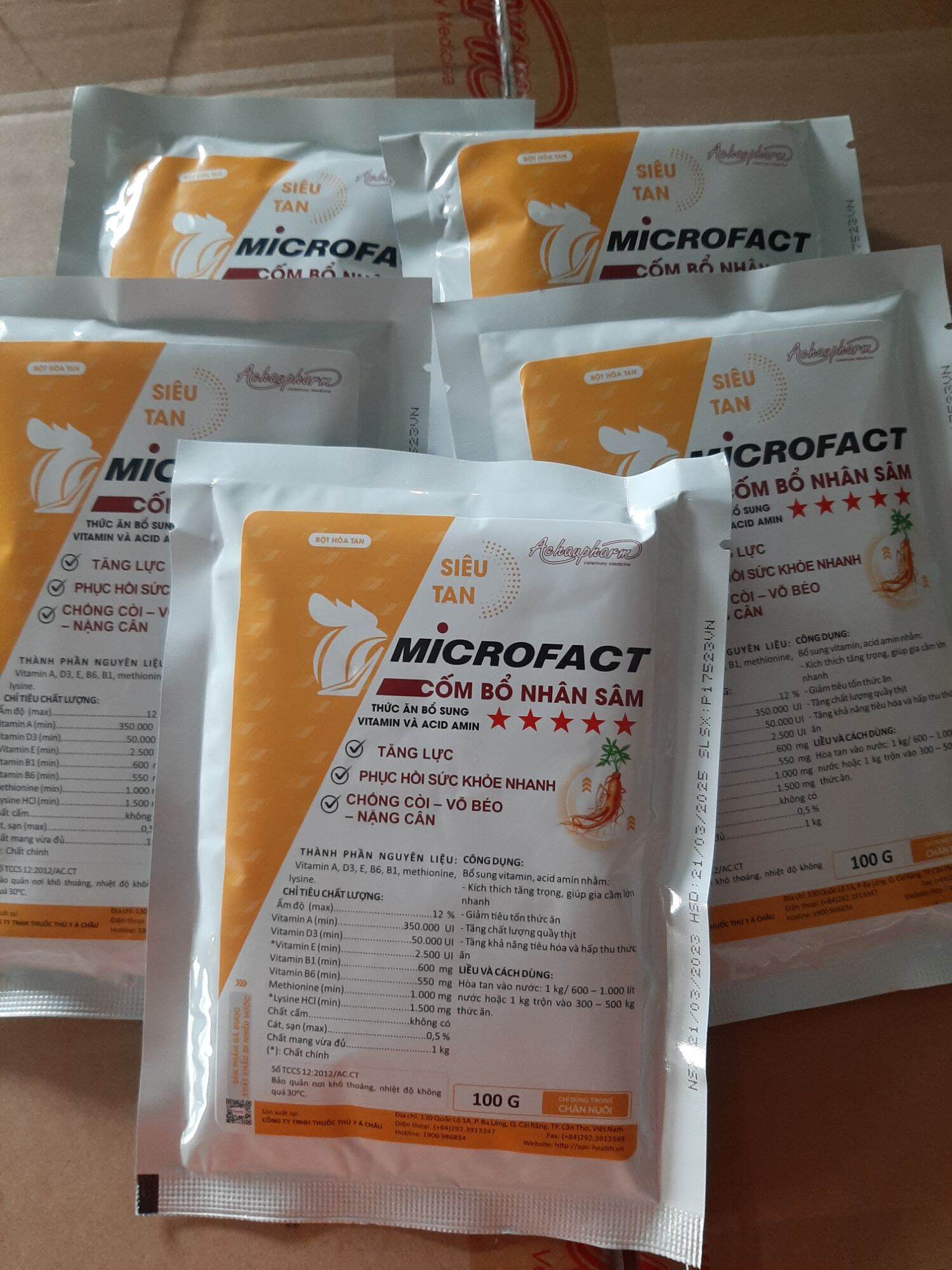 MICROFACT 100g CỐM BỔ NHÂN SÂM TĂNG LỰC - TĂNG ĐỀ KHÁNG CHO GÀ