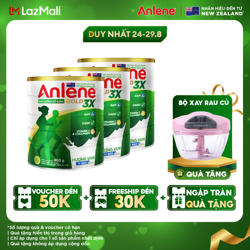 Combo 3 lon sữa bột anlene gold 3x vanilla 800g