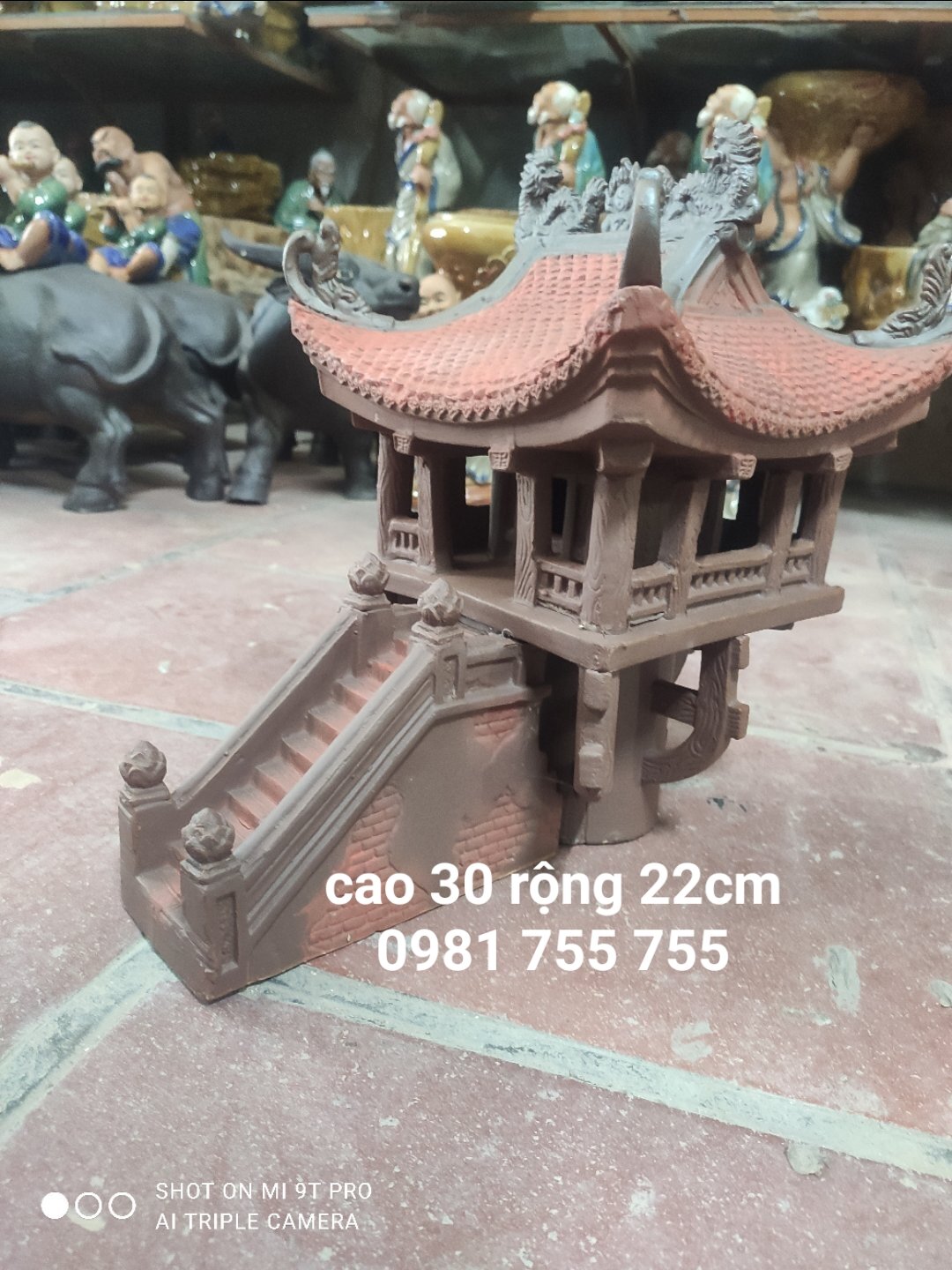 Tiểu Cảnh Chùa 1 Cột size to,Mô hình cHùa Gốm Bát Tràng cao cấp