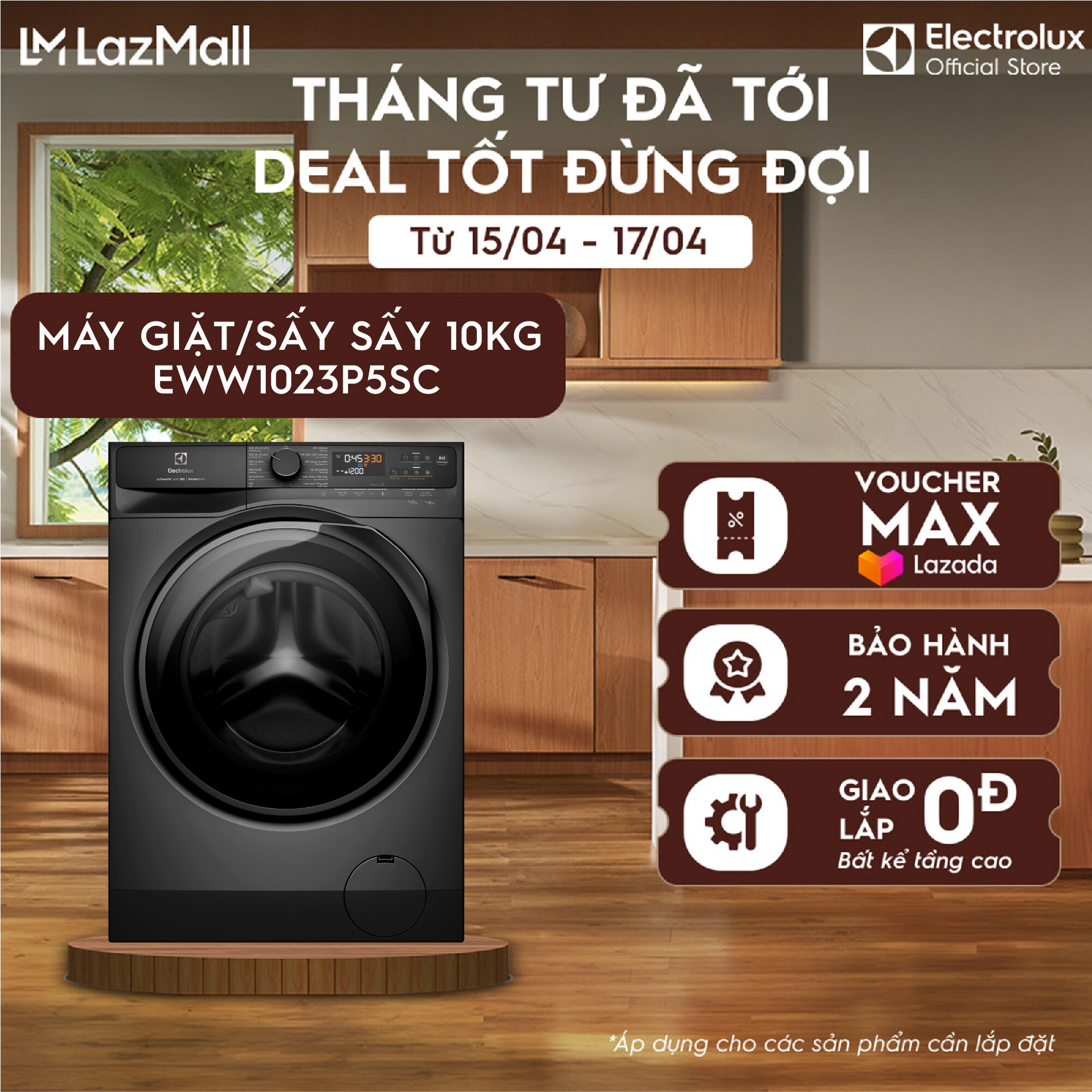 [MỚI] Máy giặt sấy Electrolux 10/7kg UltimateCare 500 EWW1023P5SC Inverter - Free Giao lắp