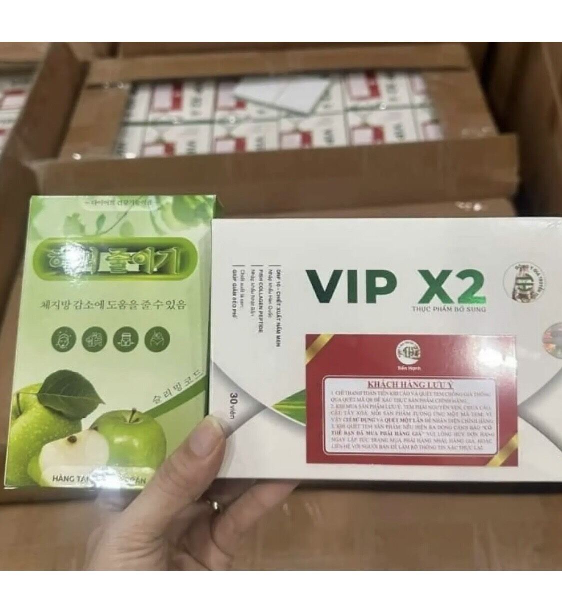 [hàng nguyên tem]giảm cân TIÊN,HẠNH VIP X2  mẫu mới team đỏ Tặng detox trái cây đào thải mỡ ban đêm