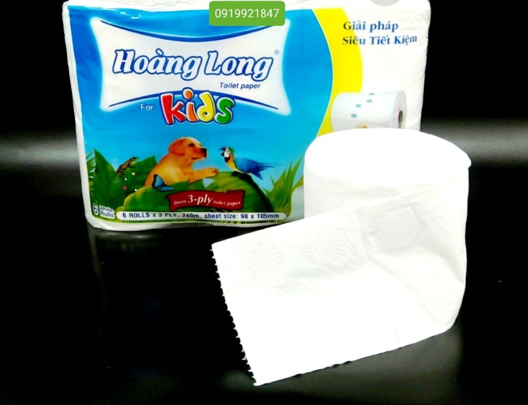 Lốc 6 Cuộn Giấy Hoàng Long Không Lõi