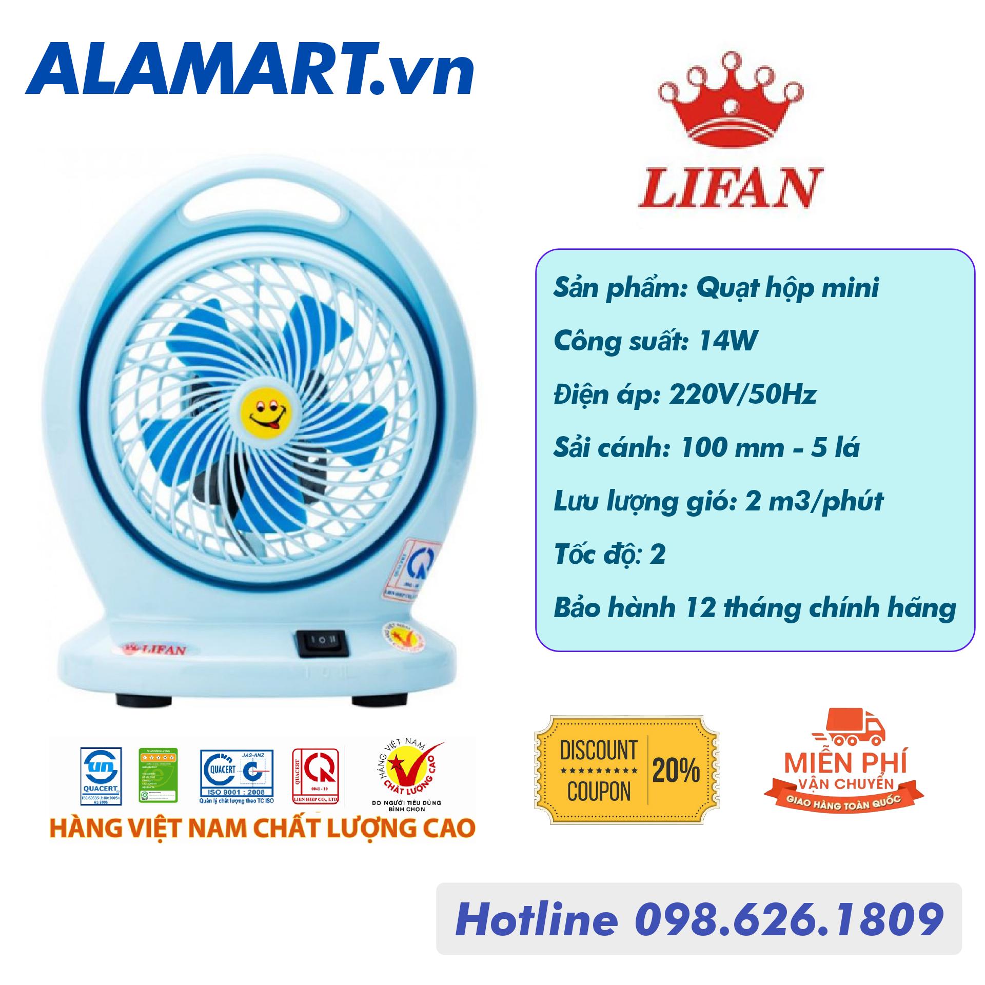 Quạt hộp mini Lifan HOMI (14w)