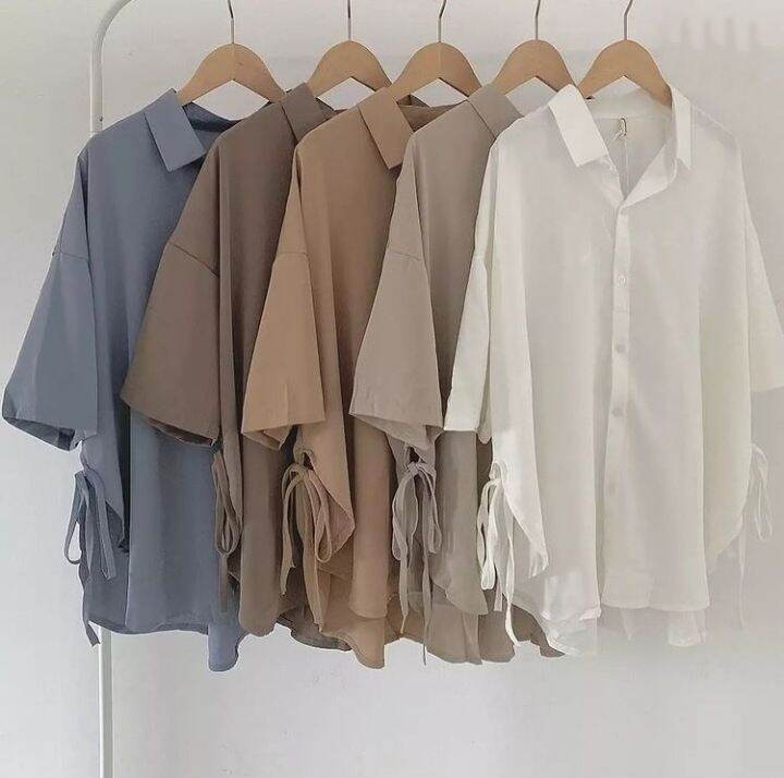 Áo Sơ Mi Xẻ Tà Lụa Tằm Thắt Nơ Bên Hông (HÌNH RÕ NÉT Ở CUỐI)