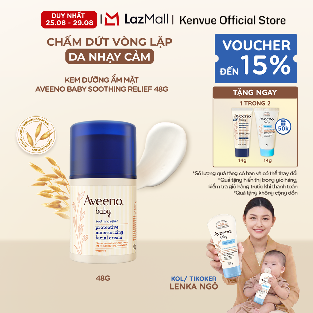 Kem dưỡng ẩm mặt làm dịu da nhạy cảm, khô ngứa Aveeno Baby Soothing Relief 48g