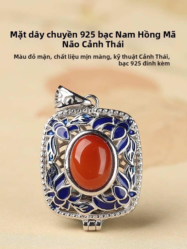 QINBAOSHUIJING | 925 Silver Red Agate Cloisonne Pendant Giá  1,276,000 Đồng*Miễn phí vận chuyển