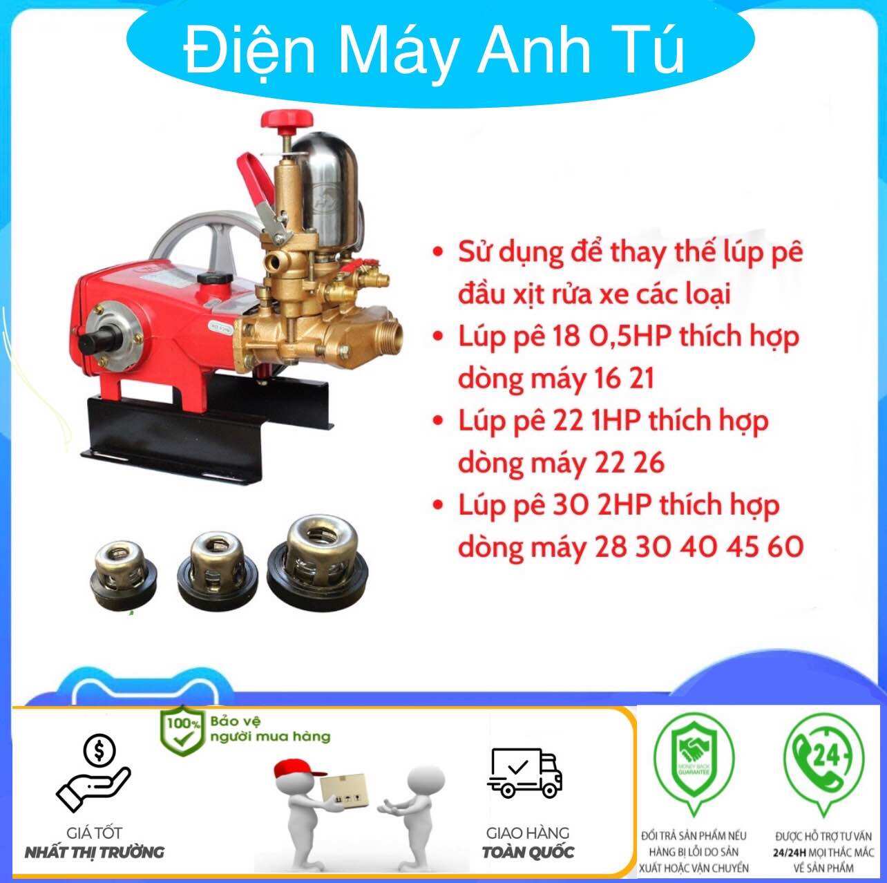 LÚP PÊ ( LUPPE ) VAN 1 CHIỀU ĐẦU XỊT RỬA XE 1HP 2HP