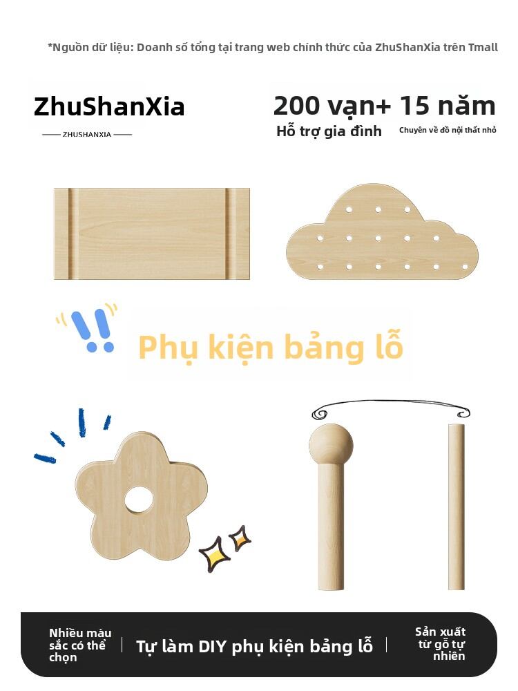 ZHUSHANXIA | Bộ Phụ Kiện DIY cho Tấm Đục Lỗ 15mm