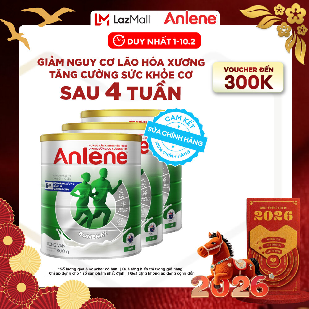 [Voucher giảm đến 26%]Combo 3 Sữa Bột Anlene Hương Vani 800G