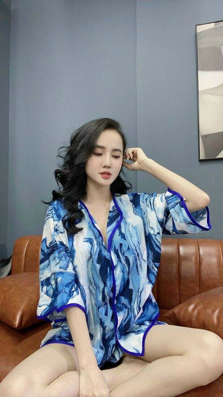 Bộ pizama đùi lụa satin loang form dưới 65k/ chất lụa satin loại 1