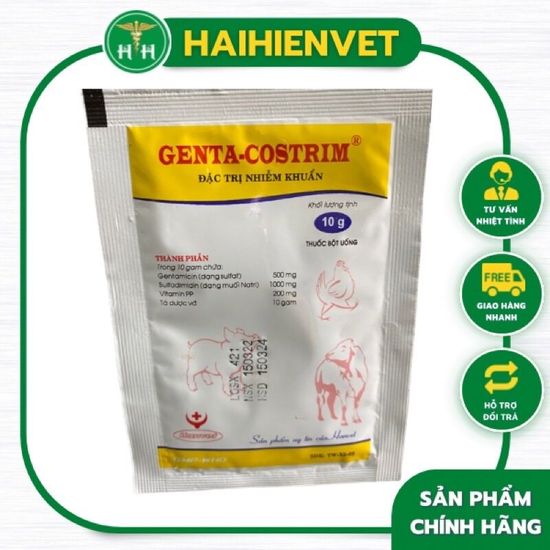 1 gói GENTA-COSTRIM 10g - viêm ruột, phân xanh, phân trắng, CRD, hen