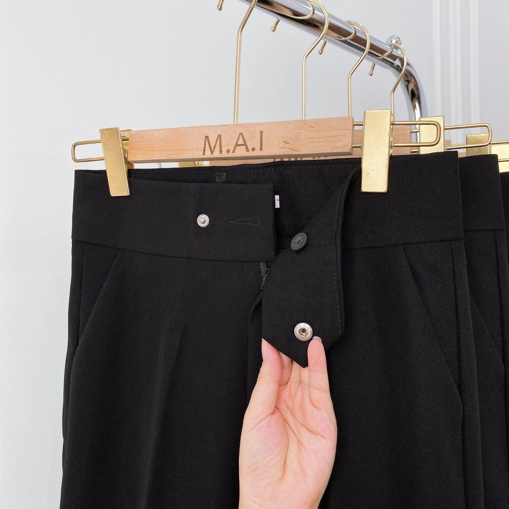 Quần Baggy Cúc Bấm Phom Siêu Chuẩn Màu Đen