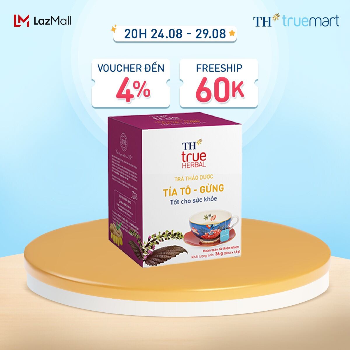 Hộp trà thảo dược th true herbal tía tô – gừng