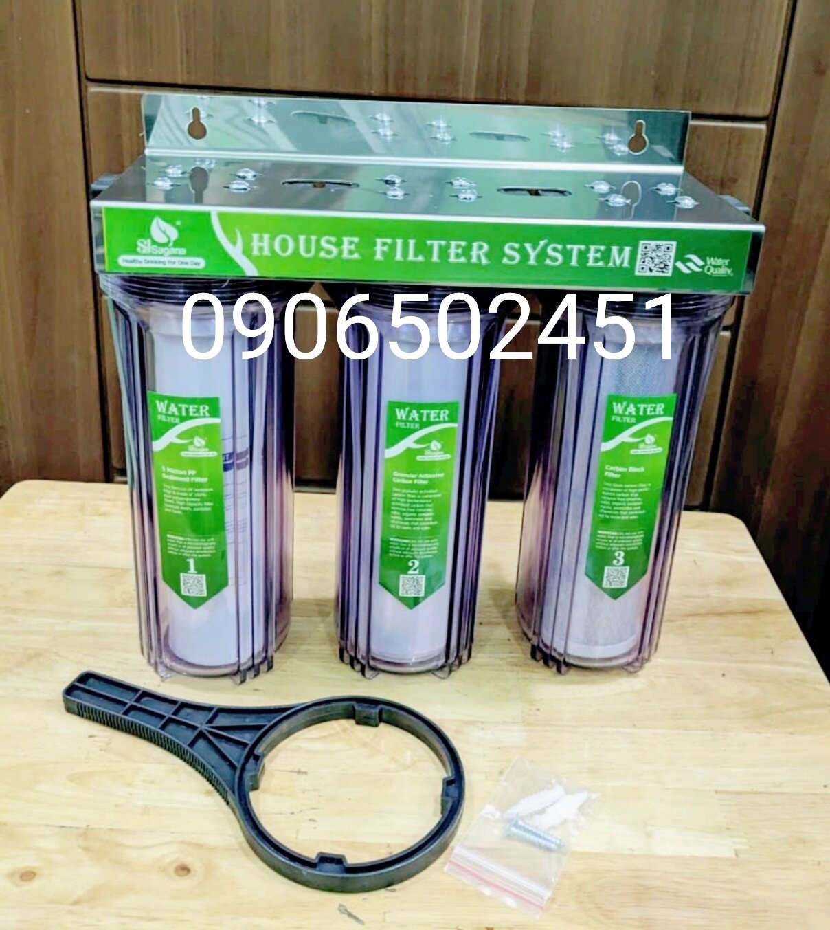 [HCM]Bộ lọc nước sinh hoạt - lọc thô đầu nguồn 3 cấp ly 10 inch chuẩn (30c3) h