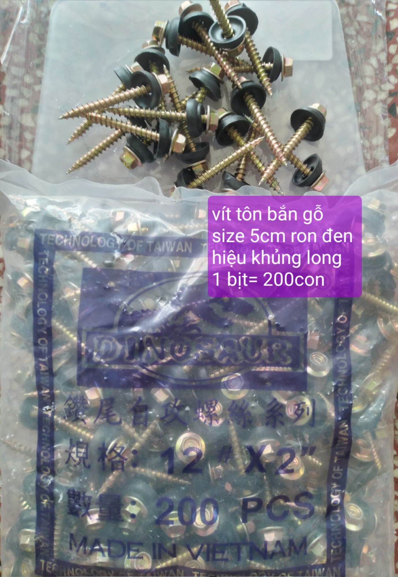 vít bắn tôn sắt và gỗ size 5cm hiệu khủng long