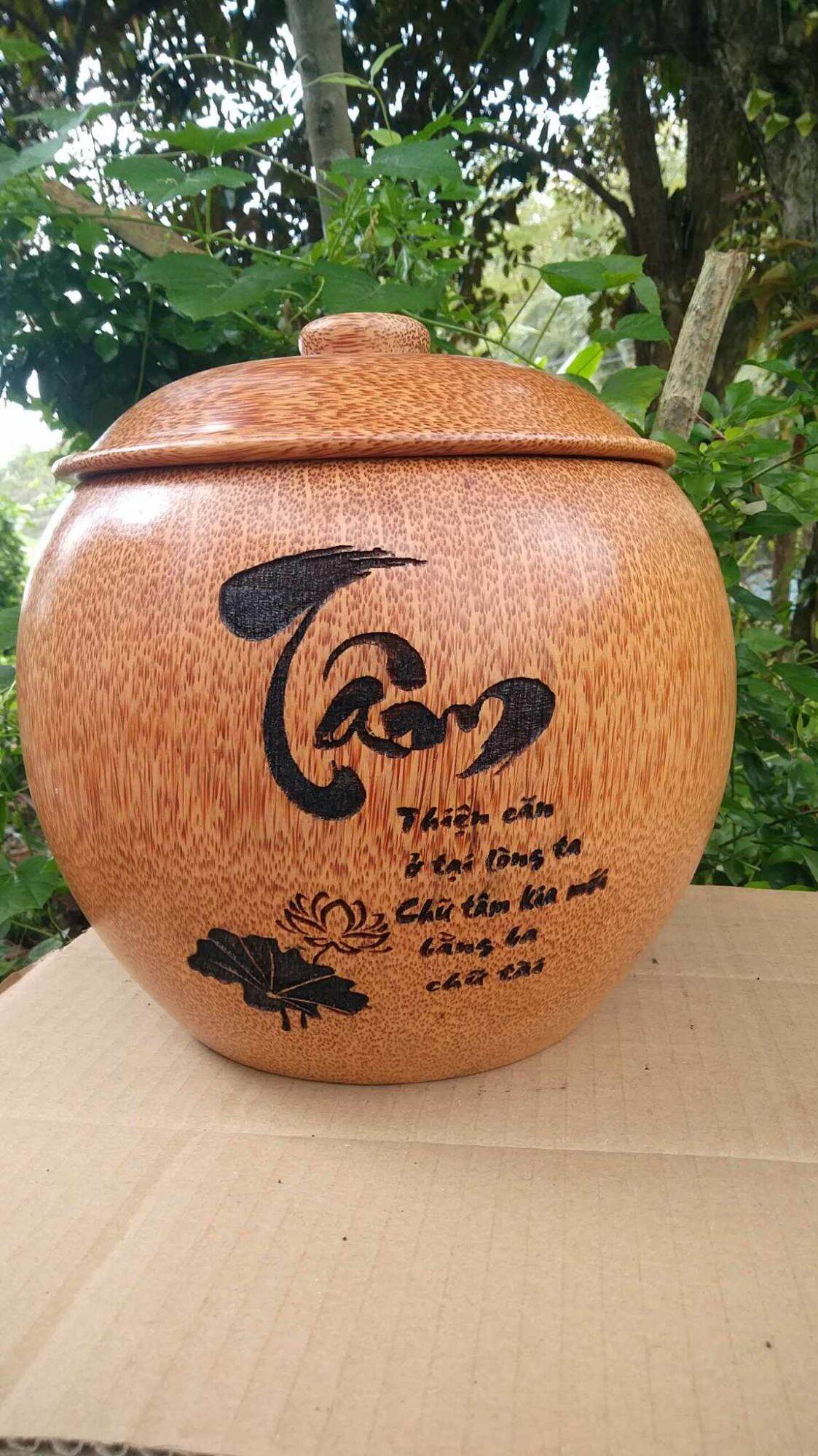 Bình ủ giữ ấm bình trà làm từ gỗ dừa