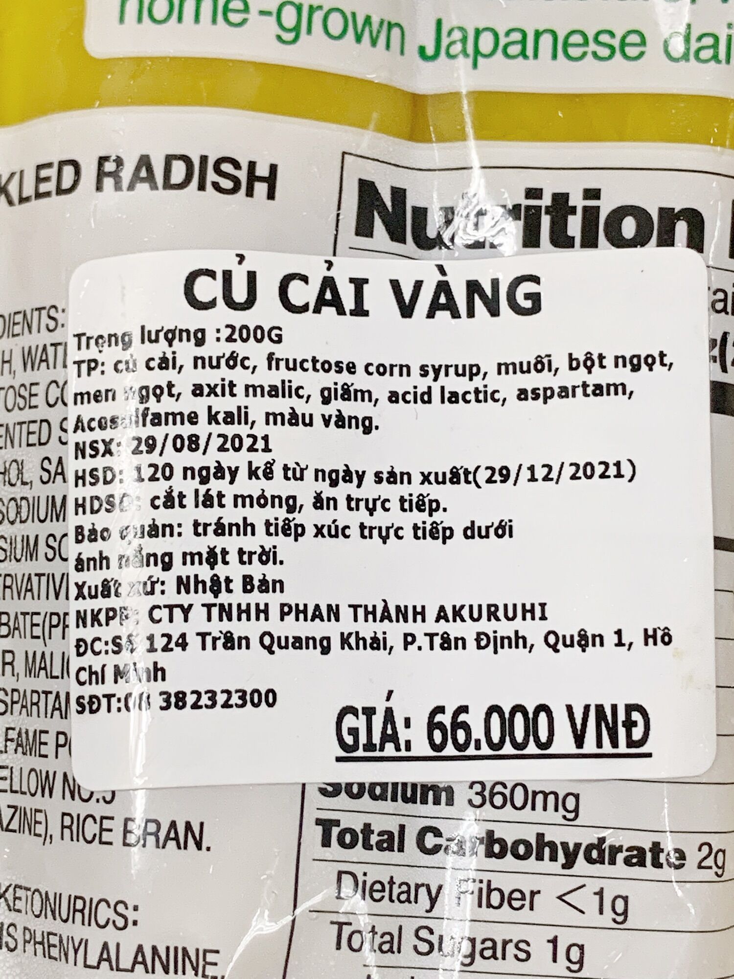 [Ichiban Market] Củ Cải Vàng Takuan 200gr