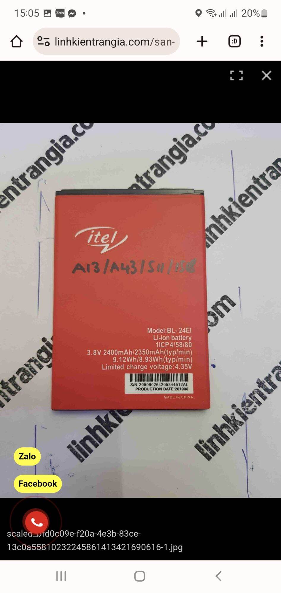 Pin itel a13/s11/s31/a43/bl 24ei