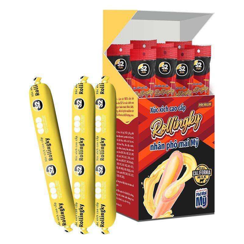 Xúc Xích Nhân Phô Mai Mỹ S2 Fun Rollingky (Hộp 12 Cây)