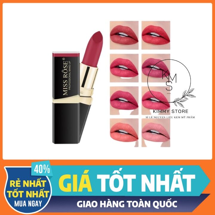Son miss rose 3D lì mềm mịn màu đỏ kèm son dưỡng