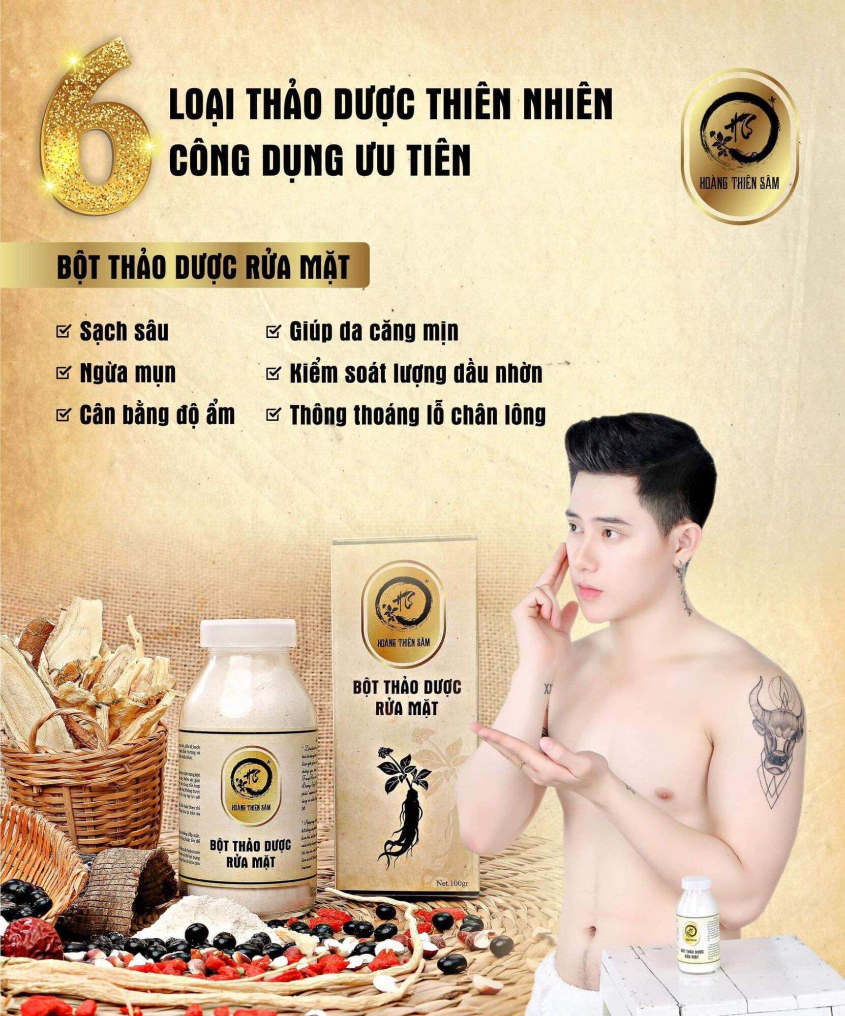 ( XẢ KHO ) Bột Thảo Dược Rửa Mặt Hoàng Thiên Sâm