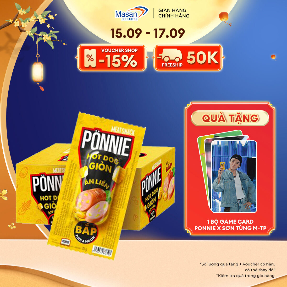 CHỈ TRONG 15.09 17.09 VOUCHER 15 CHO ĐƠN 199K Ponnie Dog Giòn Ăn Liền Vị Bắp Hộp 20 Cây x 28G