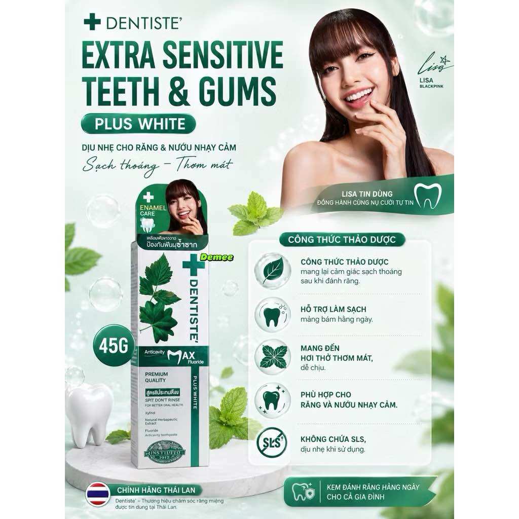 Kem Đánh Răng Dentiste Extra Sensitive Teeth & Gums Plus White 100G Hỗ Trợ Làm Sạch Mảng Bám Lisa BlackPink ( 1 Cái )