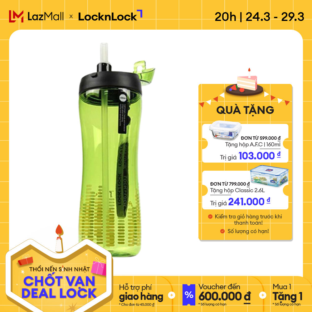 Bình nước thể thao có ống hút Lock&Lock ABF629G Bisfree 650ml