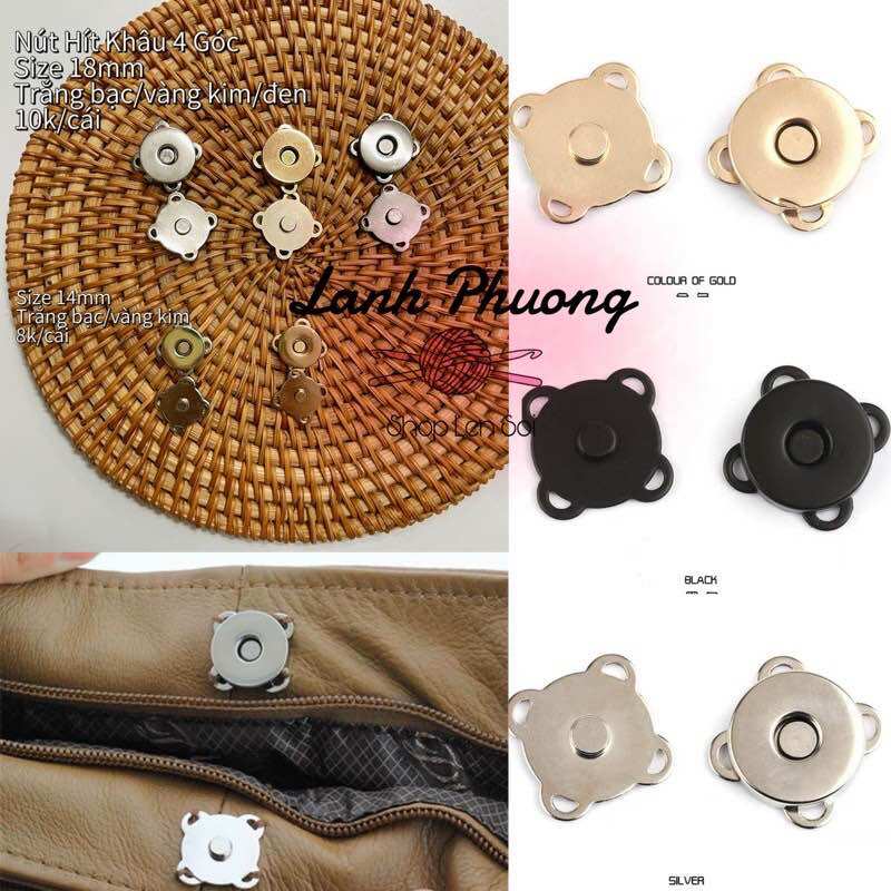 Nút Hít Nam Châm Khâu Và Gài ( set 2 cái)