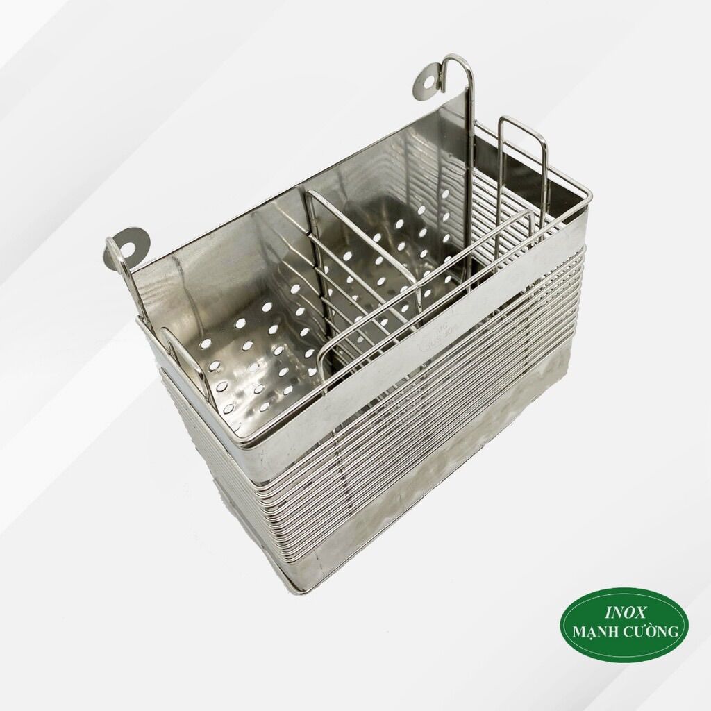 Ống đựng đũa muỗng 2 ngăn inox 201 chính hãng Mạnh Cường