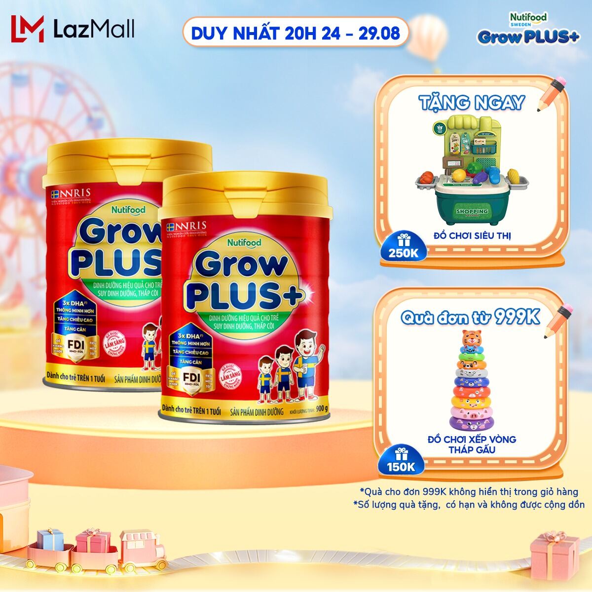 Combo 2 sữa bột nutifood growplus+ suy dinh dưỡng 900g - trên 1 tuổi - tăng cân, tăng chiều cao