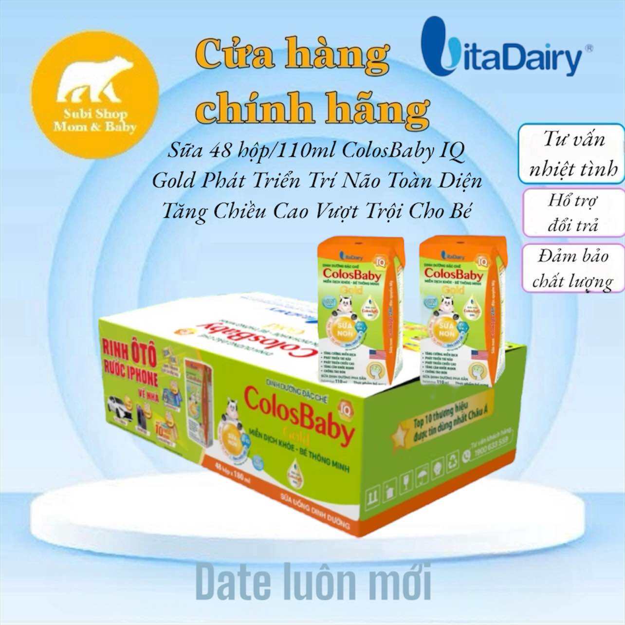 [Có Thẻ Cào] Thùng 48 Hộp Sữa Pha Sẵn ColosBaby IQ Gold 110ml