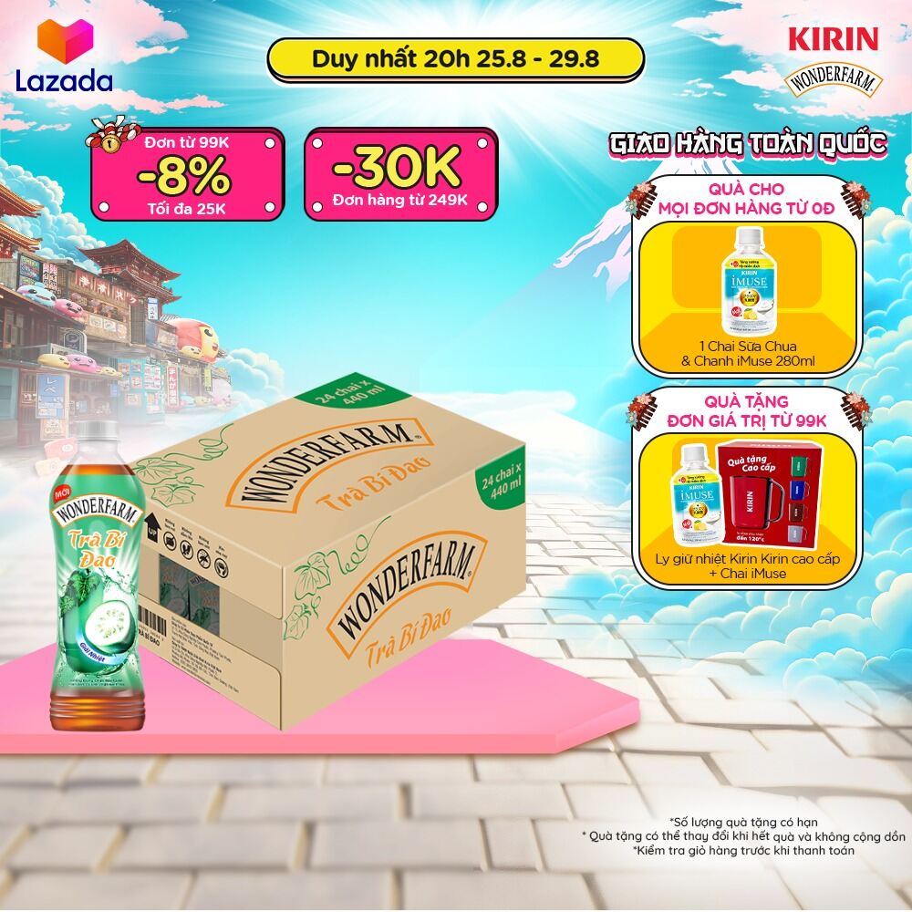 Thùng 24 chai trà bí đao wonderfarm 440ml