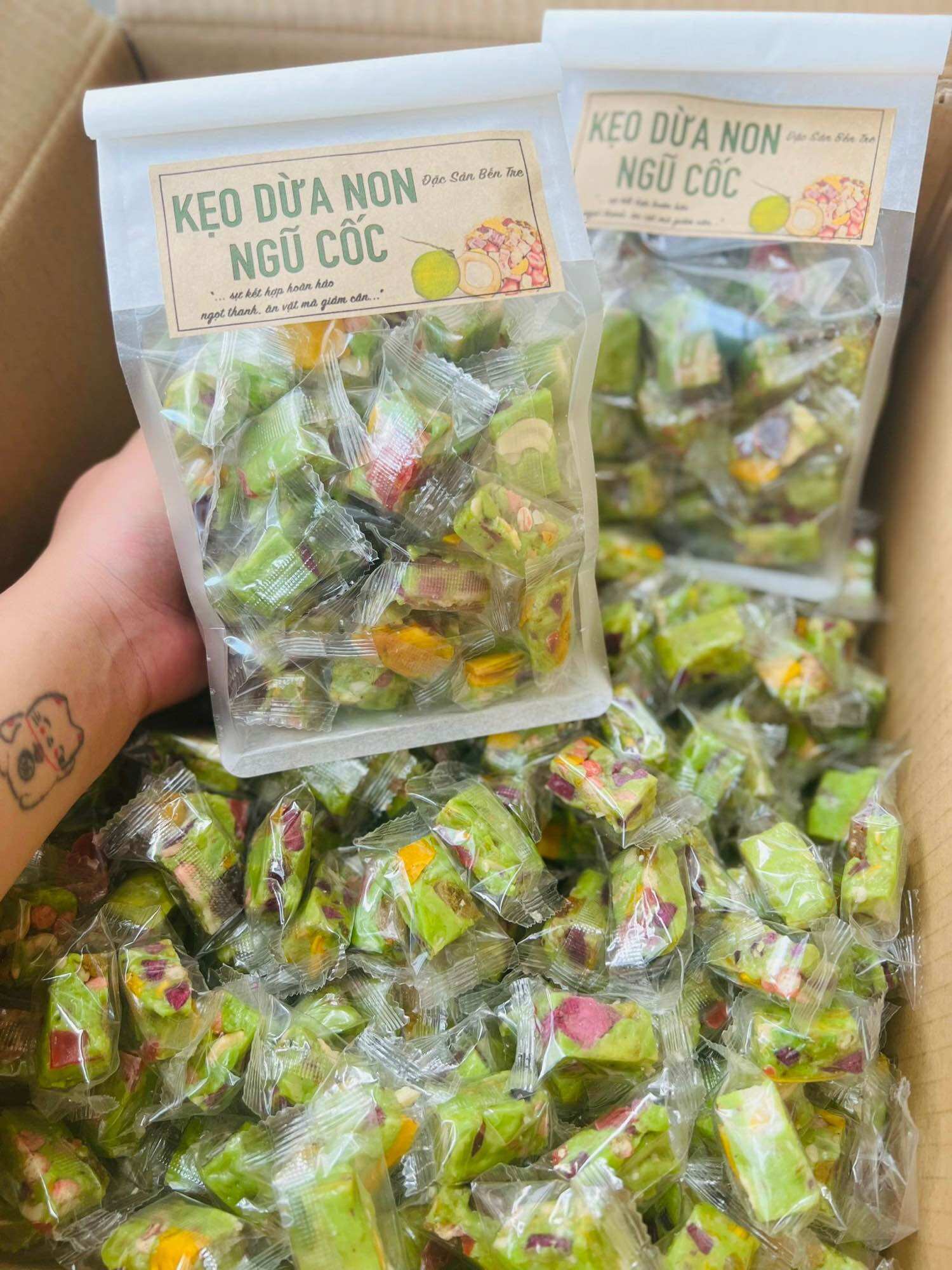 Túi 500G kẹo dừa ngũ cốc trái cây chua ngọt thơm béo