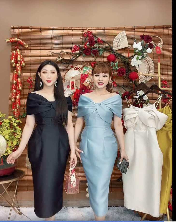 Đầm taffeta body 2 dây trễ vai Monoco S,L,2XL
