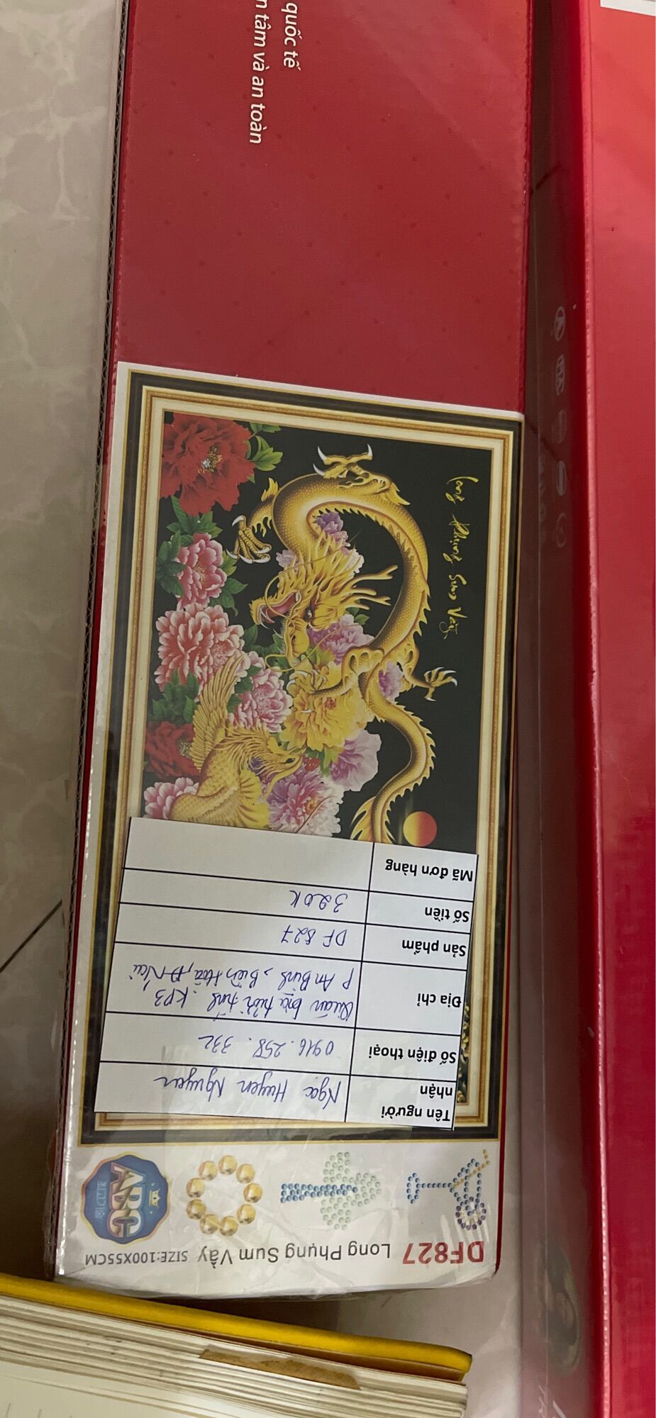 Tranh đính đá rồng phụng