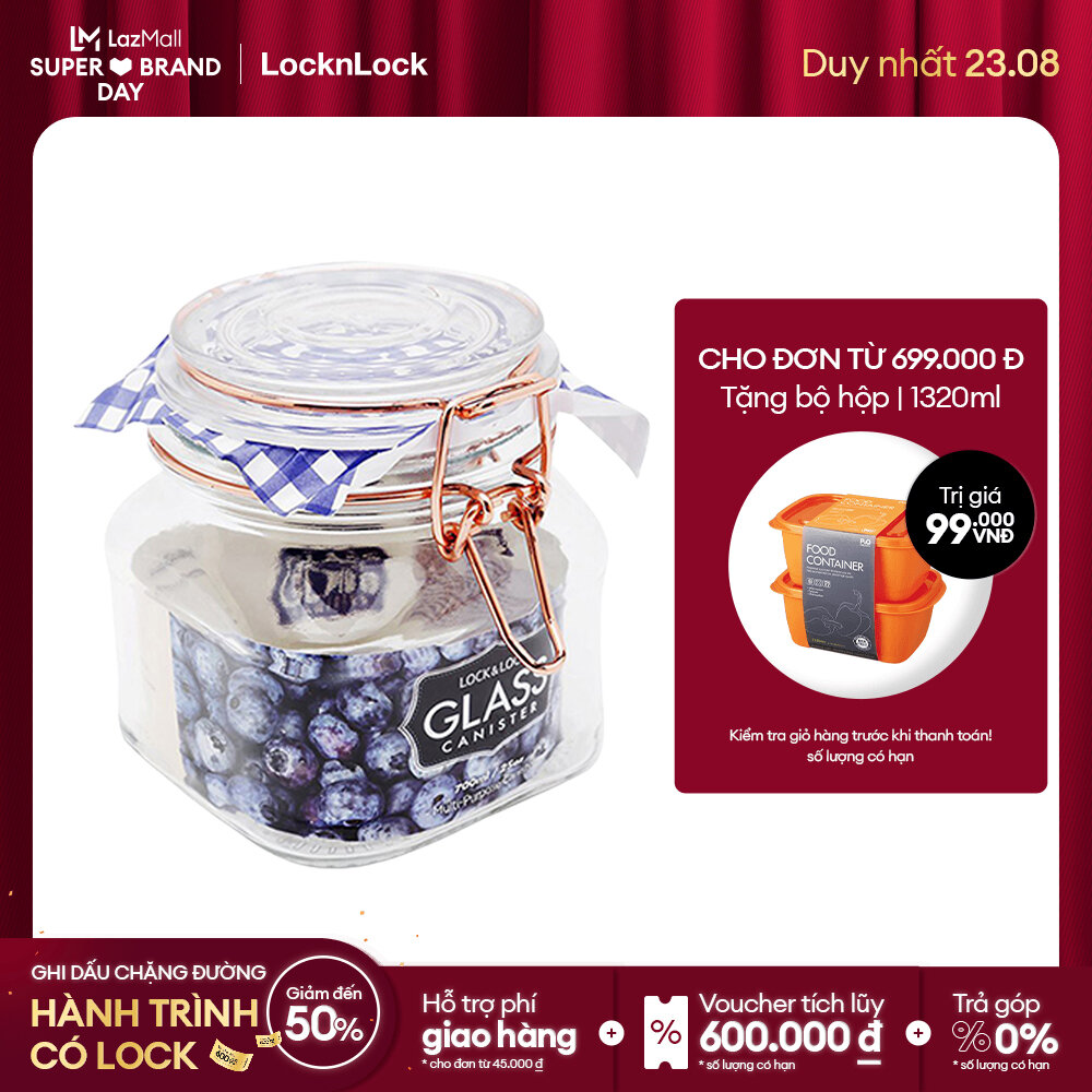 Hũ thủy tinh đựng thực phẩm Lock&Lock Glass canister nhiều dung tích Nắp gài khóa kim loại, lọ bảo quản kín hơi (nhiều dung tích)