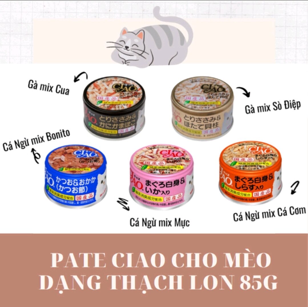 Pate Ciao cho mèo lon 85g-Pate cho mèo