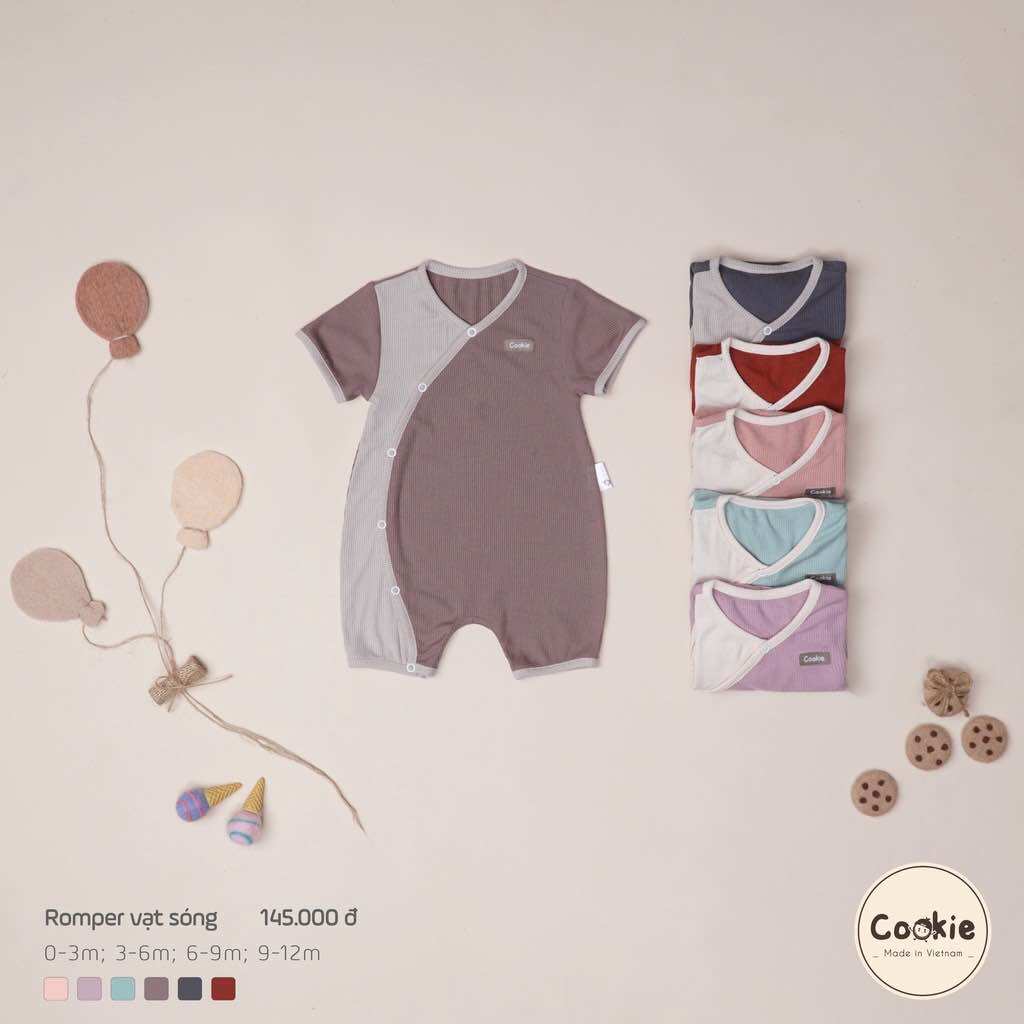 Cookie - Bộ Romper vạt sóng (Body cộc tay)