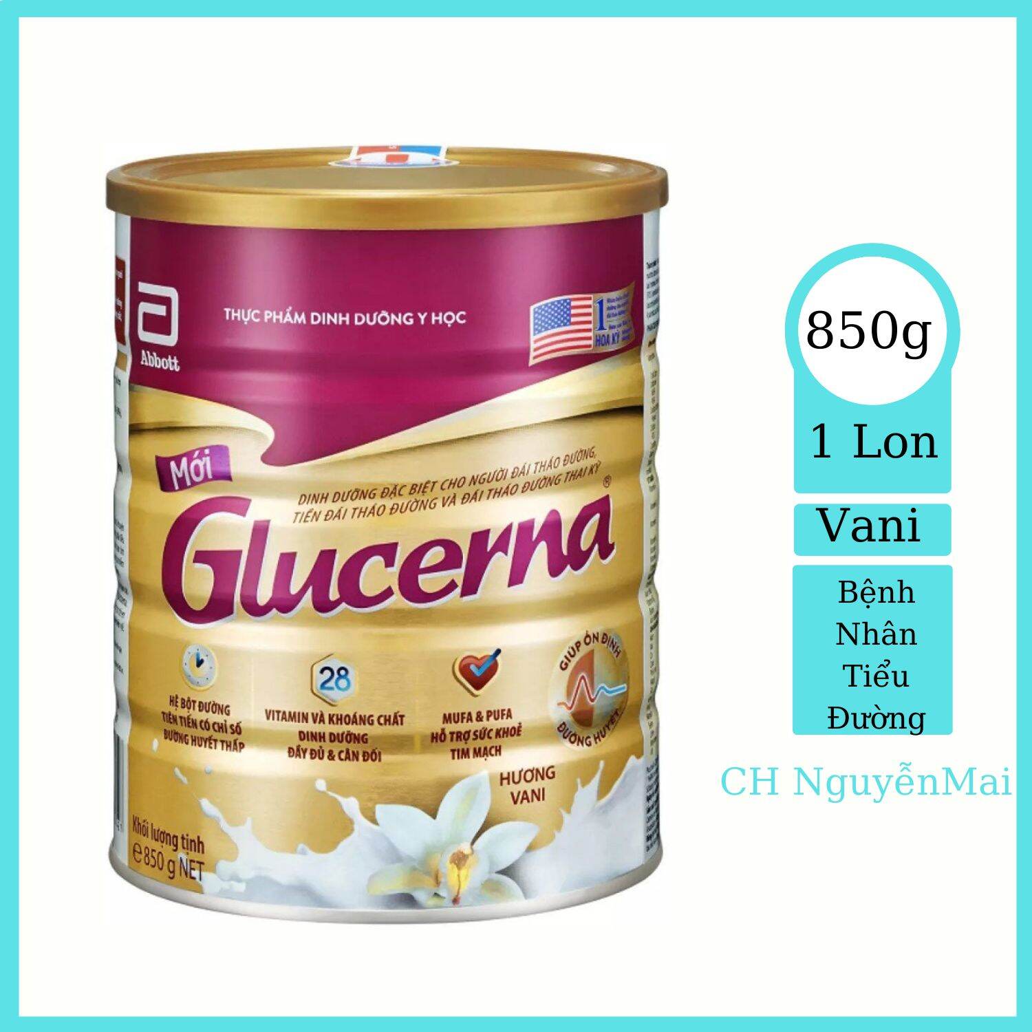 Sữa Bột Glucerna 850g - Hương Vani [Date Mới]